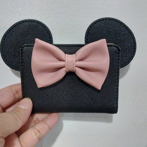 Super Cute Girl's Mickey or Minnie Mouse Head Pink Leather Bow Thin Wallet